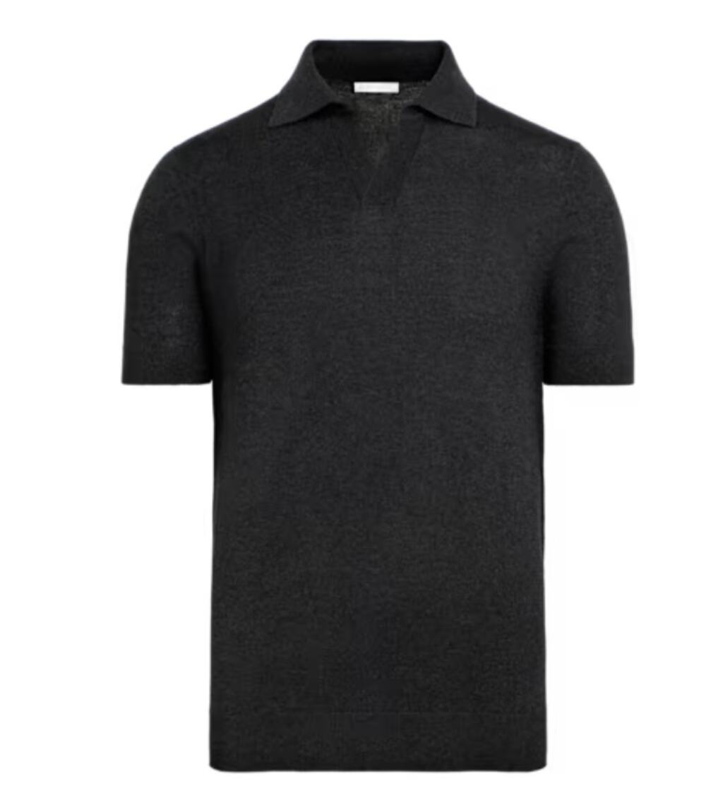 SUITSUPPLY S Silk Wool Cashmere dark gray knit polo